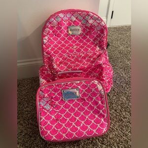 Justice book bag and matching lunch box.